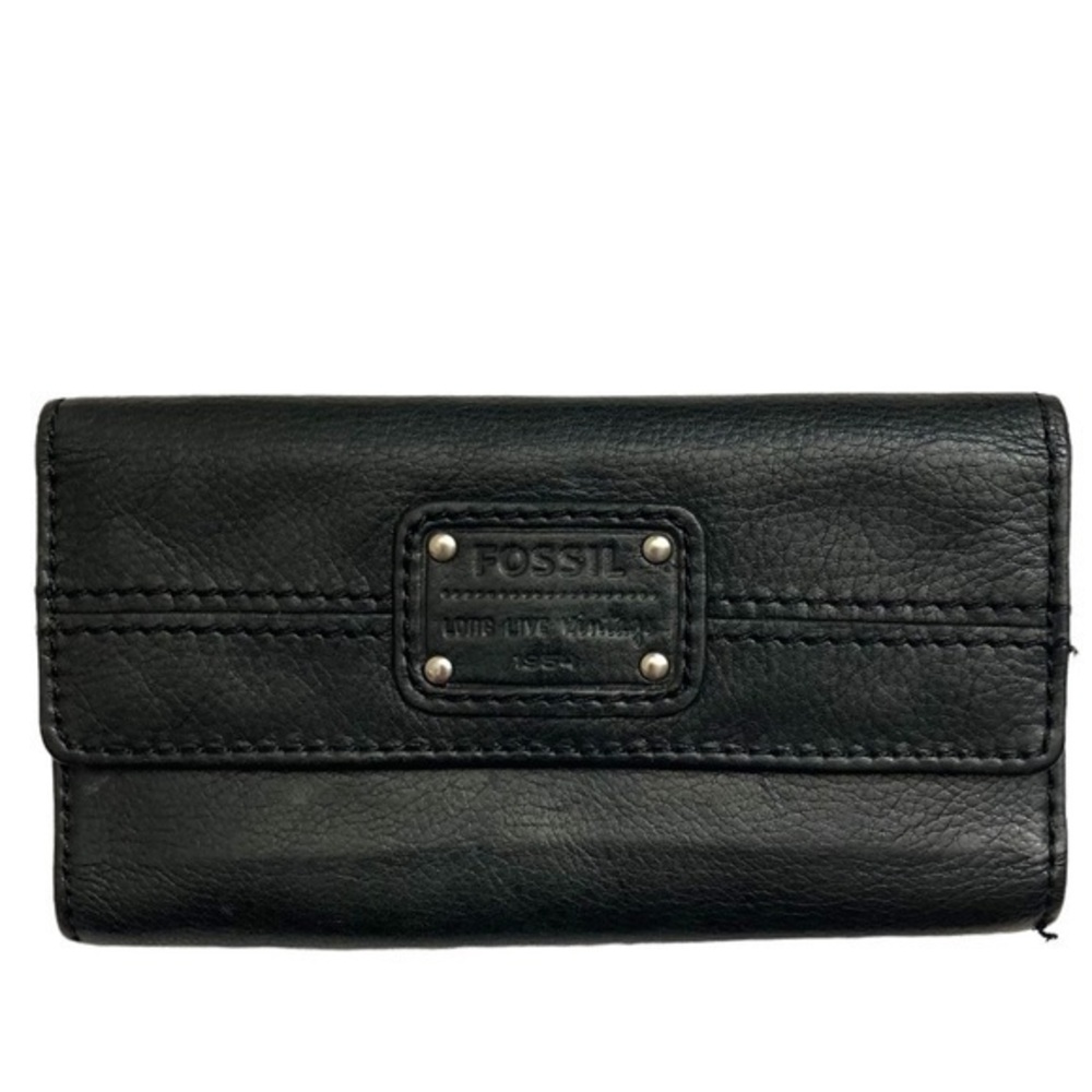 Fossil king live vintage black leather wallet